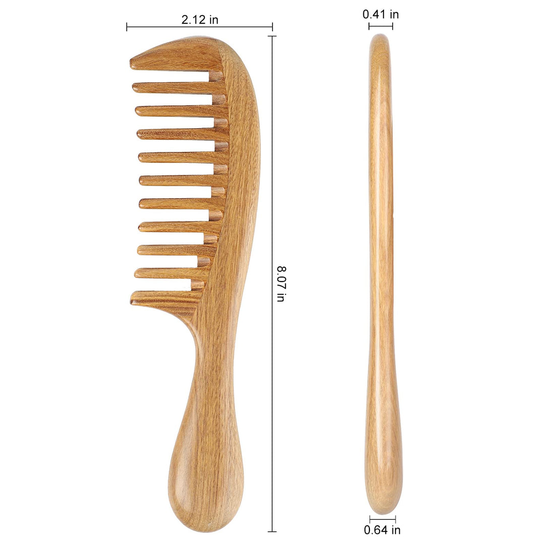 Handmade Sandalwood Hair Combs Set - Anti-Static Scented Wooden Wide Tooth and Fine Tooth Combs for Natural Hair Detangling