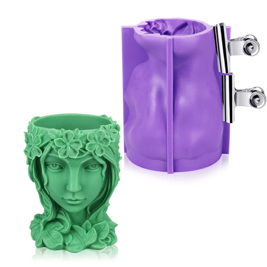 Flower Pot molds, Silicone Planter Mold Vase Pen Holder, Lady Face