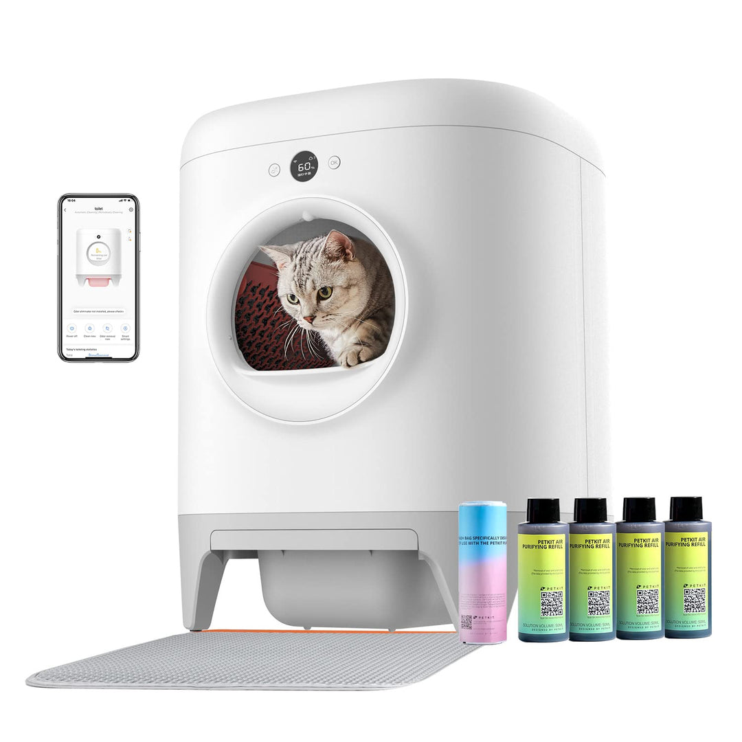 PuraX Self-Cleaning Litter Box, Scooping Free and Automatic for Multiple Cats with Mat, xSecure/Odor Removal/APP Control