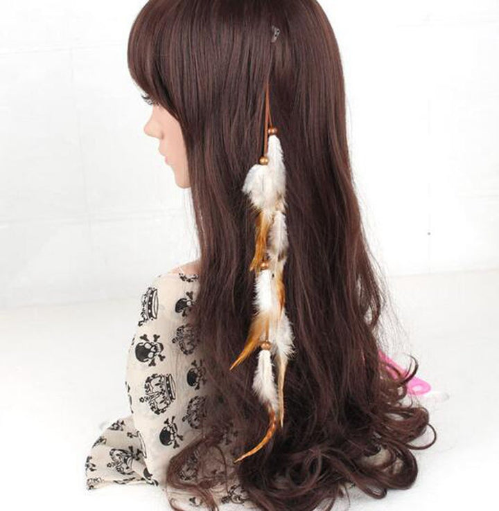 Handmade Boho Hippie Hair Extensions With Feather Clip Comb Hairpin Headdress DIY Accessories for Girls Women Lady