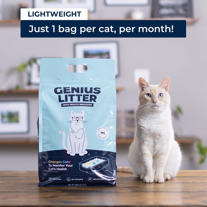 Health Indicating Cat Litter with Non-Clumping Lightweight Color Changing Silica Gel Crystals As Seen on Shark Tank, Non Clumping, Super Absorbent Odor Control (1 Bag (6lb))