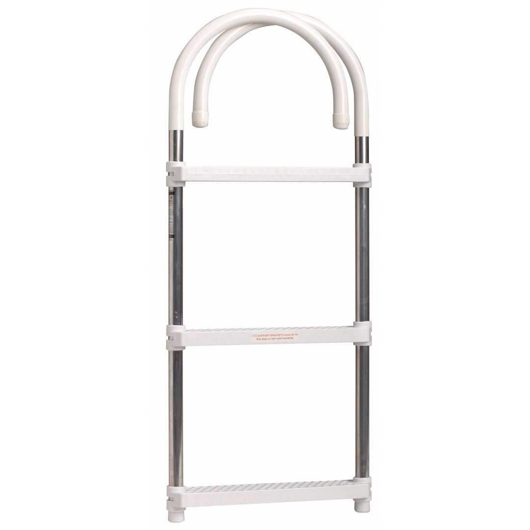 DotLine Boat Aluminum 3 Step Ladder 11 Hooks Center to Center for Gunwales 10 or Less