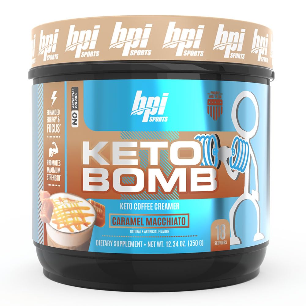 Keto Bomb Coffee Creamer - Supports Energy and Hydration - MCT and Electrolytes - with Calcium - Caramel Macchiato, 18 Servings