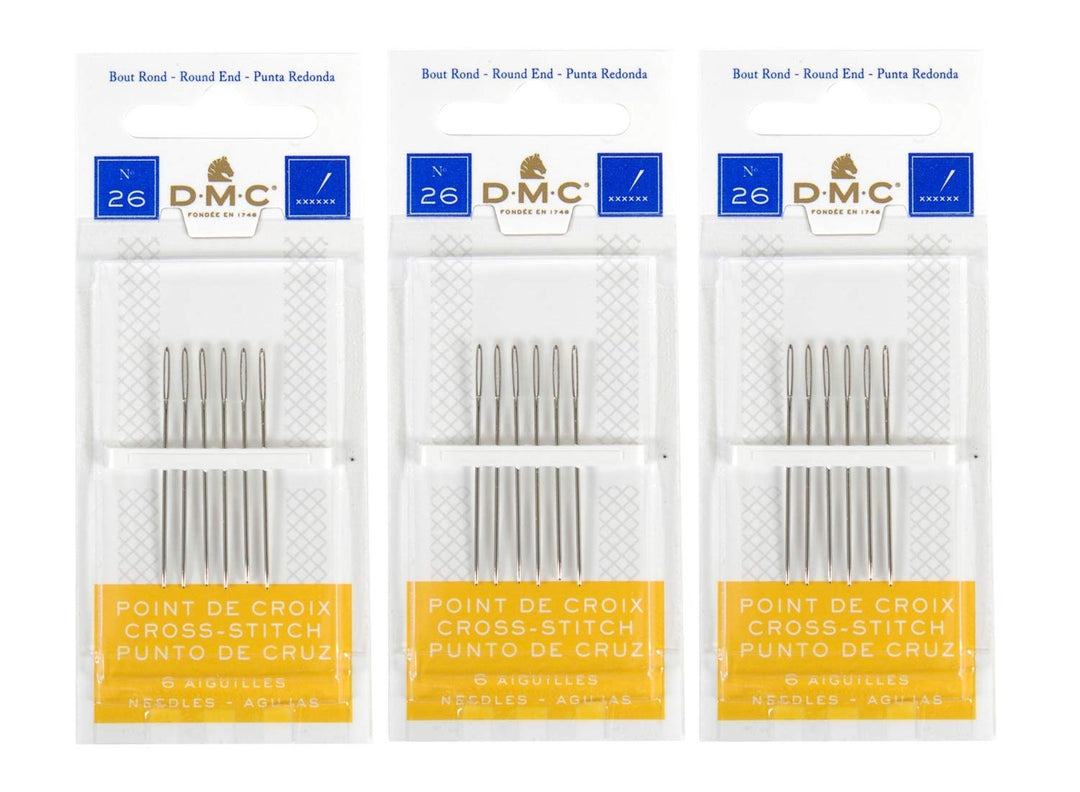 3 Pack Size 26 Cross Stitch Needles (Total 18 Needles) - New Package