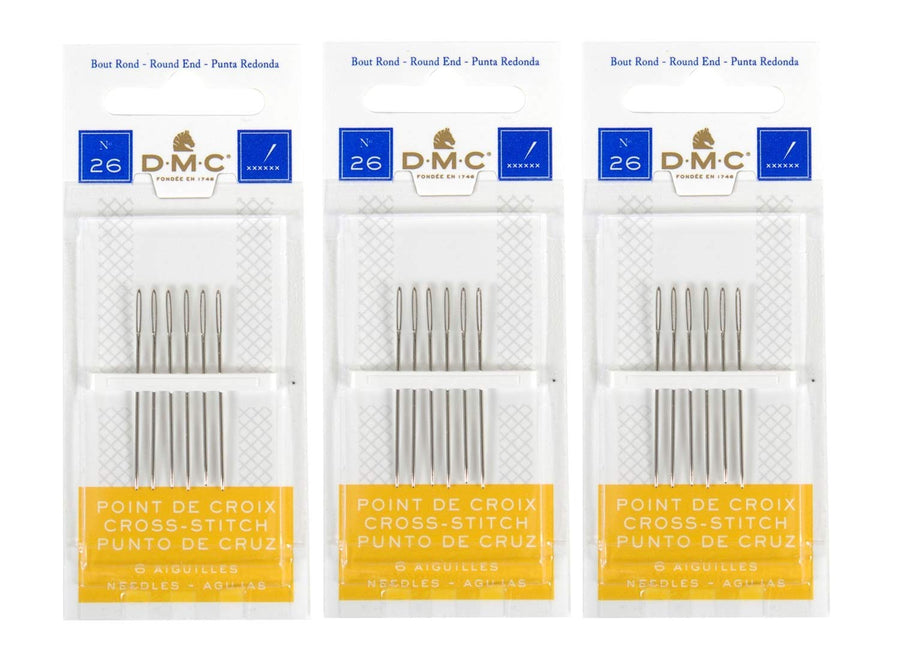 3 Pack Size 26 Cross Stitch Needles (Total 18 Needles) - New Package