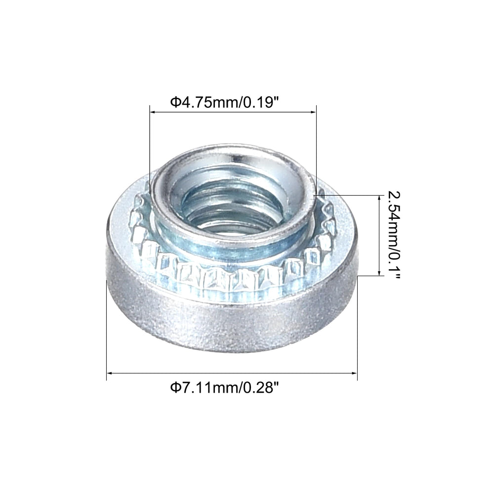Self -Clinching Nuts,#6-32 x 0.1-Inch Carbon Steel with Zinc Plating Rivet Nut Round Head Steel Metal Sheet Mounting Hardware Fastener 50pcs