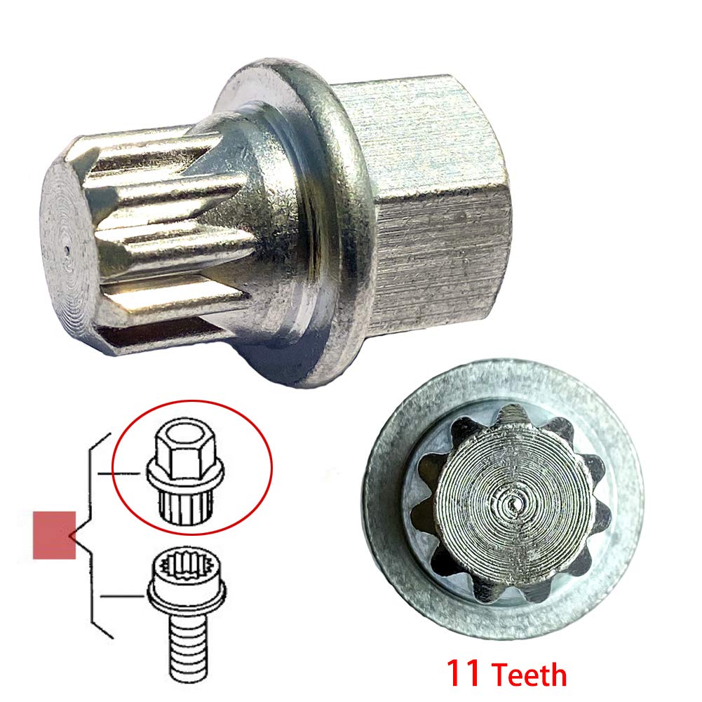 11 Splines Anti-Theft Wheel Lock Nut Key Adapter 8D0601139F001 Compatible with ABC 11 Teeth (Pointy) 1997-2007 VW Bettle Bora Golf Jetta Passat Audi A4 A6 S6 A8 TT SEAT Skoda
