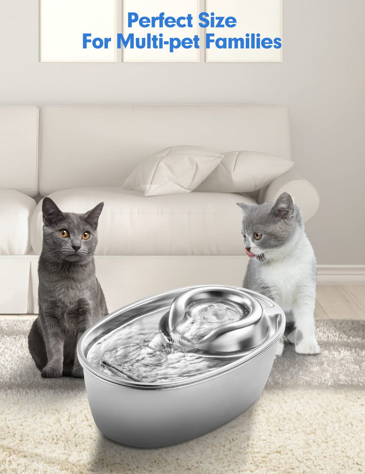 F10 Cat Water Fountain Stainless Steel,67oz/2L Pet Water Fountain,Automatic Cat Water Dispenser,Cat Bowl,Dog Water Fountain,Dishwasher Safe for Cats&Dogs (F10)
