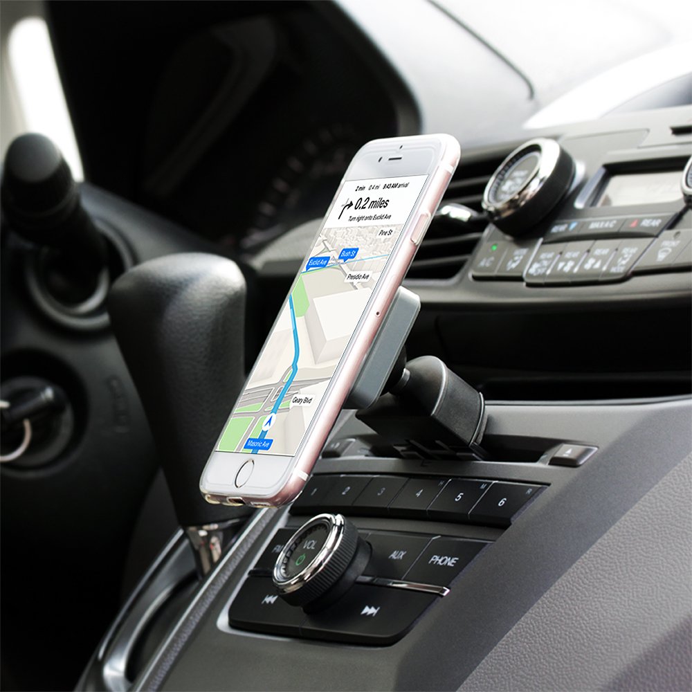 Pro CD-M CD Slot Magnetic Cradle-less Smartphone Car Mount Holder for all iPhone and Android Devices, Single , Black