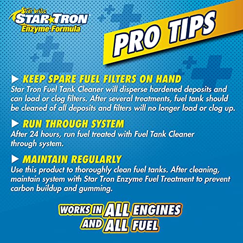 Star Tron Fuel Tank Cleaner - Remove Sludge, Varnish & Other Deposits - Rejuvanate Old, Stale Fuel - Concentrated Formula Works In Gas Tanks & Diesel Tanks - 64 OZ (093664) , blue