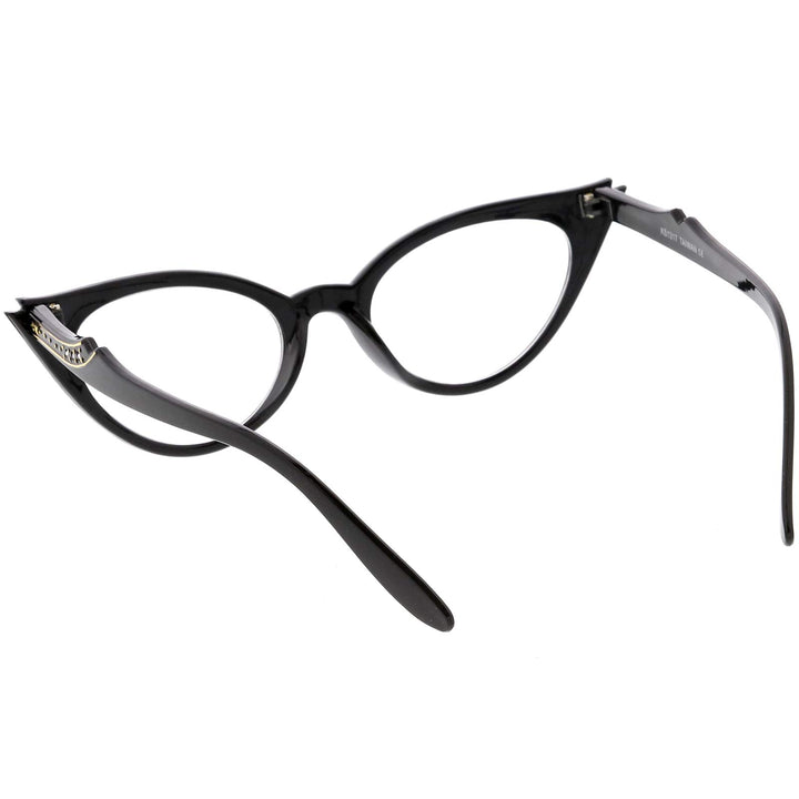 Blue Light Blocking Vintage Cat Eye Glasses for Women UV400 Embellished with Rhinestones, 50s Rockabilly Accessories 51mm (Red Fade)