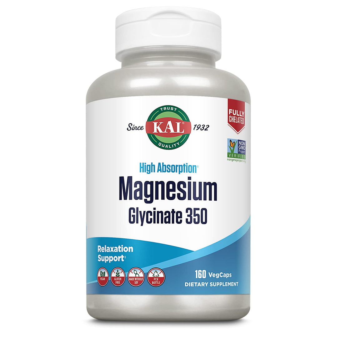 Magnesium Glycinate Capsules, Fully Chelated Magnesium Bisglycinate, High Absorption Magnesium Supplement, Healthy Bones, Muscle, Relaxation and Stress Support, Non-GMO 160 count
