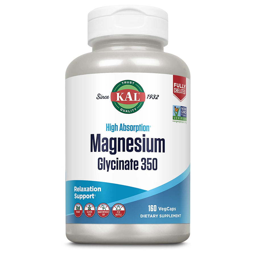 Magnesium Glycinate Capsules, Fully Chelated Magnesium Bisglycinate, High Absorption Magnesium Supplement, Healthy Bones, Muscle, Relaxation and Stress Support, Non-GMO 160 count