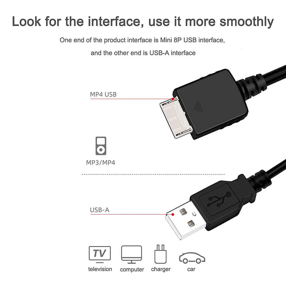 Replacement WMC-NW20MU USB Data Sync Replacement Cable Cable Supply Power Cord Compatible with Sony Walkman MP3 MP4 Player and NWZ-A726/A728/A815/A729/A816/S615/S616/S618 (1M)