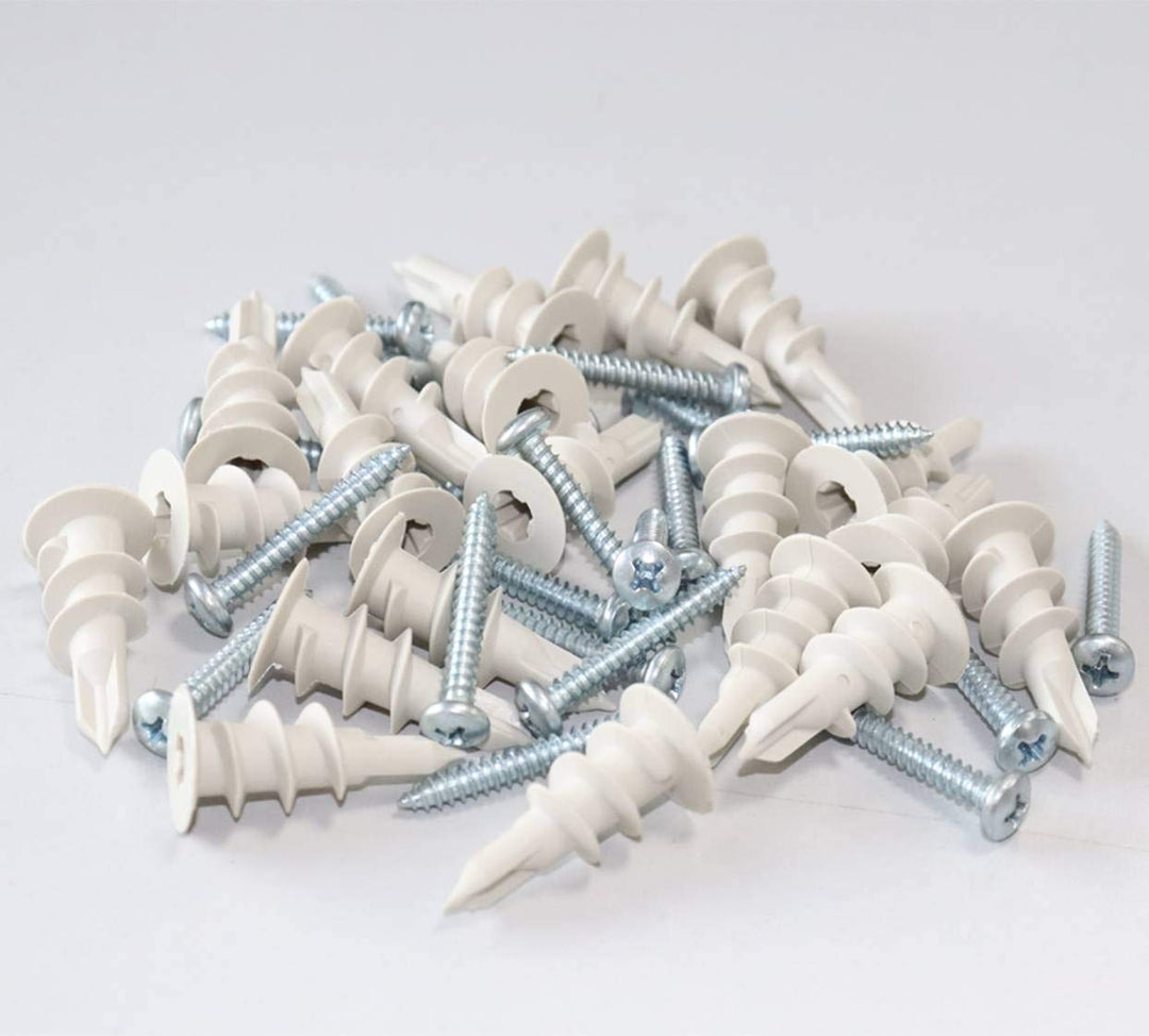 Self Drilling Drywall Plastic Anchors with Screws, Expansion Screws 56 Pieces (28 Pairs)