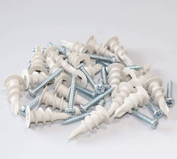 Self Drilling Drywall Plastic Anchors with Screws, Expansion Screws 56 Pieces (28 Pairs)