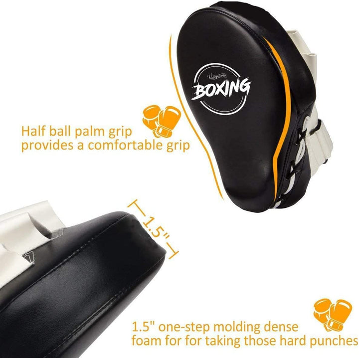 Boxing Curved Focus Punching Mitts- Leatherette Training Hand Pads,Ideal for Karate, Muay Thai Kick, Sparring, Dojo, Martial Arts