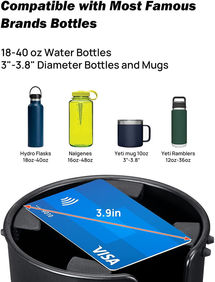 Upgraded Car Cup Holder Expander with Offset Base, Compatible YETI, Hydro Flask, Large for Hold 18-40 oz Bottles and Mugs, Other in 3.4-3.8 inch
