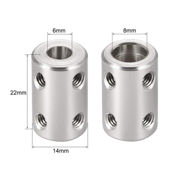 6mm to 8mm Bore Rigid Coupling Set Screw L22XD14 Stainless Steel,Shaft Coupler Connector,Motor Accessories,2pcs