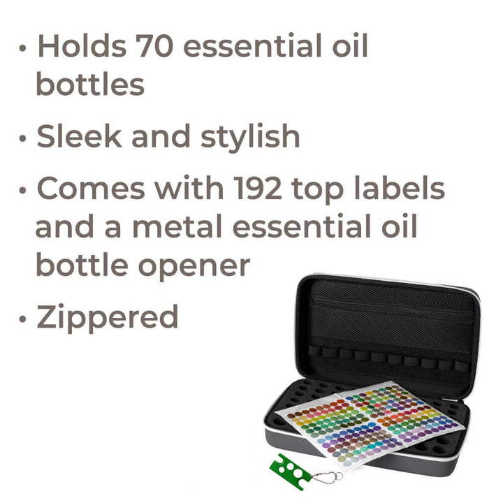 Essential Oil Carrying Organize Storage Case for 70 bottles 5/10/15/30 mL with Top Labels and Bottle Opener, Gray