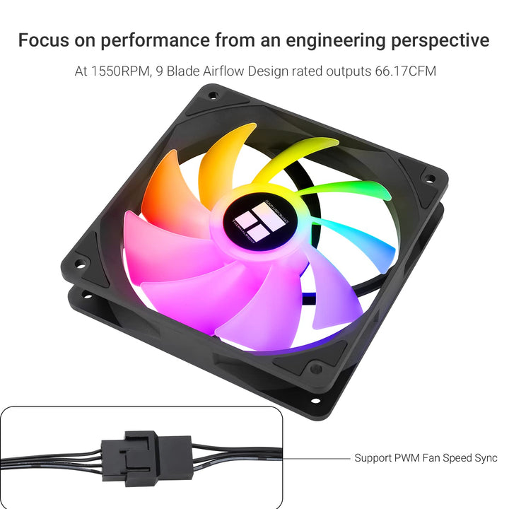 TL-C12C-S X3 CPU Fan 120mm ARGB Case Cooler Fan, 4pin PWM Silent Computer Fan with S-FDB Bearing Included, up to 1500RPM Cooling Fan(3 Quantities)