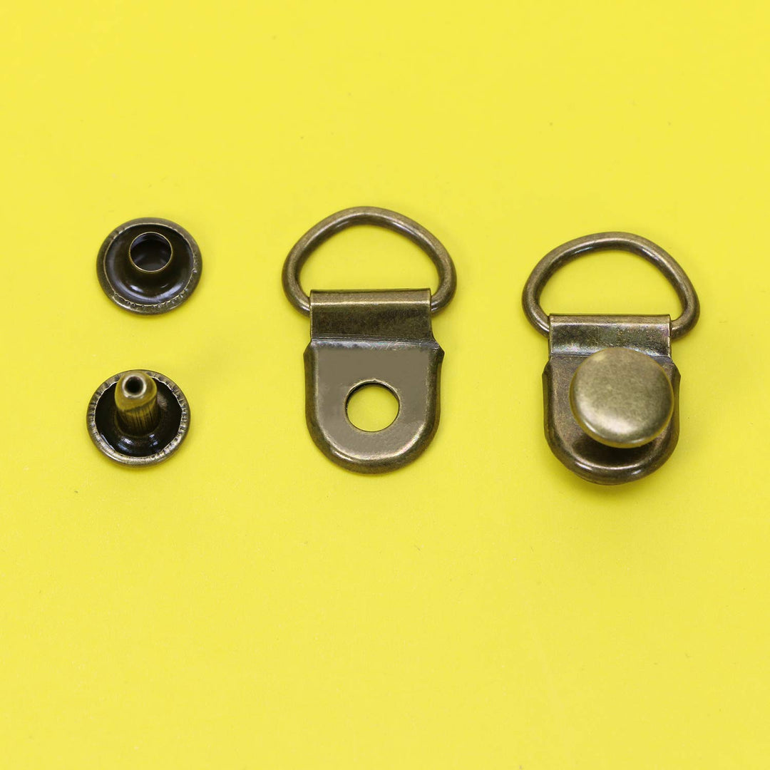 50 Pieces Shoe Boot Lace Hooks Buckle Rivets Loop Ring with Rivets, Shoe Boot Buckle (Bronze)