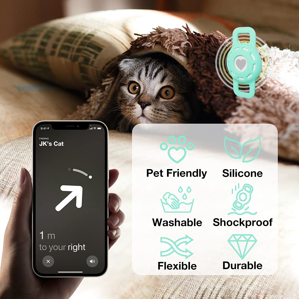 Airtag Cat Collar Holder, Small Air Tag Dog Collar Holder Compatible with Apple Tag, Anti-Lost Pet Tracker Case for Puppy Collars 3/8 5/8