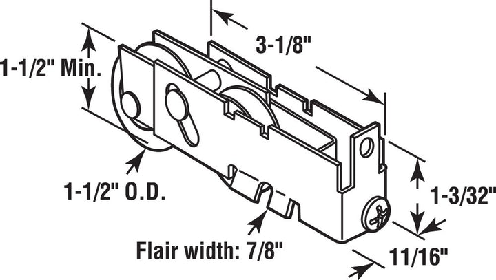 Products D 1844 Sliding Door Tandem Roller Assembly, 1-1/2-Inch Steel Ball Bearing