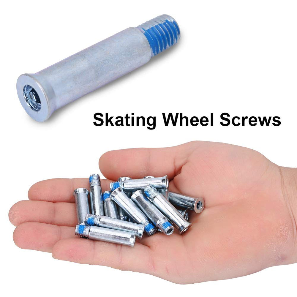 Skate Axle Kit, 15 Pcs Steel 8mm Inline Skate Axles Wheel Screw Bolt Fittings Inline Skate Replacement(35mm)