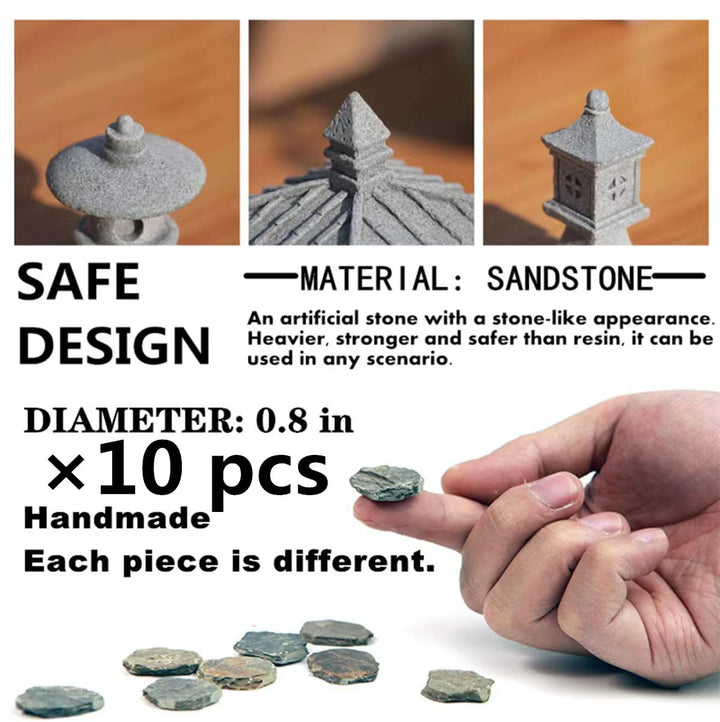 Miniature Fairy Garden Decoration Set,3 Japanese Lantern,10 Stepping Stone Mini Fairy Decor for Garden & Patio Micro Landscape Yard Bonsai Decoration
