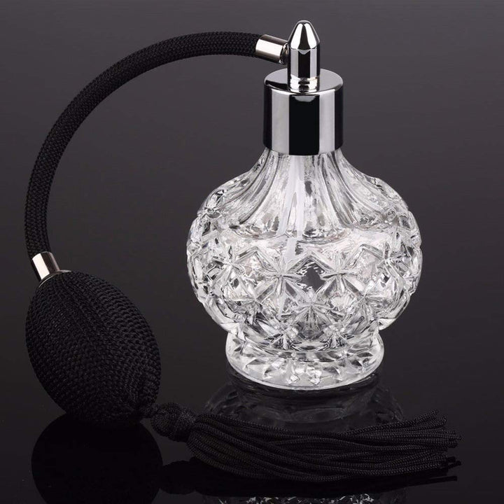 YangLand 1pcs/set 80ml Clear Crystal Vintage Style Perfume Bottle Long Spray Tassels Atomizer Pump Refillable Retro Glass Bottles Makeup Tool (Purple)