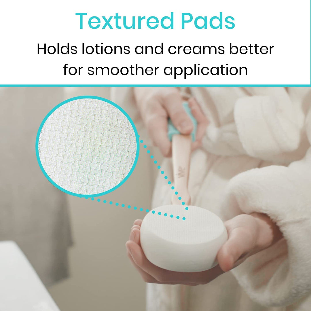 Lotion Applicator for Back, Feet (17.5) - Self Washer Beauty Shower Sponge, Long Handle Cream Wand for Elderly, Women - Apply Medicine, Skin Cream, Body Wash, Sunscreen