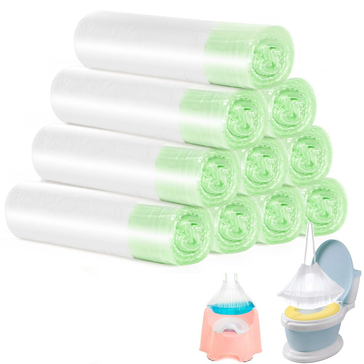 100 Pack Portable Potty Chair Liners with Drawstring, Potty Bags Potty Liners Disposable for Baby Toilet Potty Training Seat