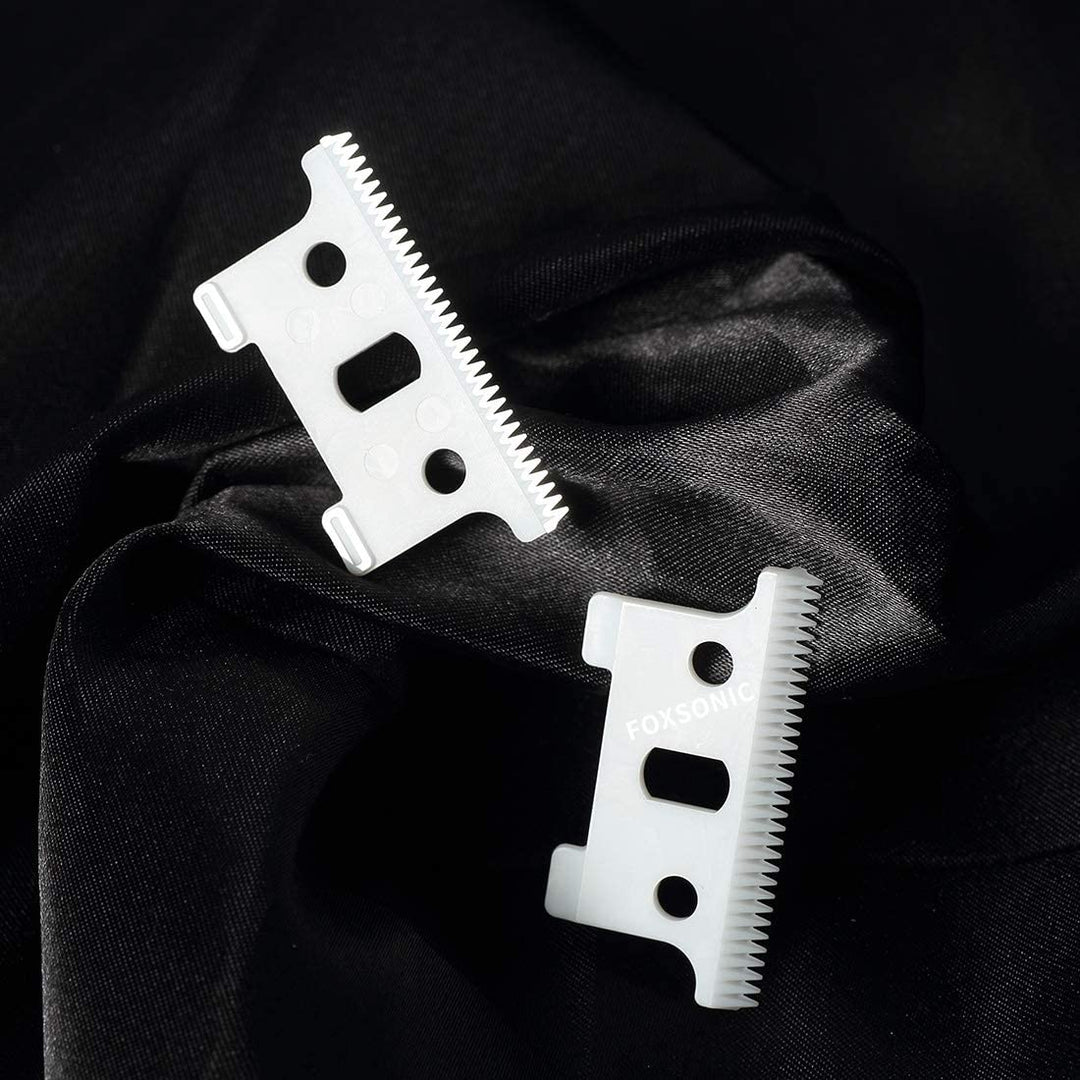 2pcs Replacement Ceramic Blade for andis Gtx GTO T-Outliner Trimmer Ceramic movable blade 32 teeth Replacement T Blade (WHITE)