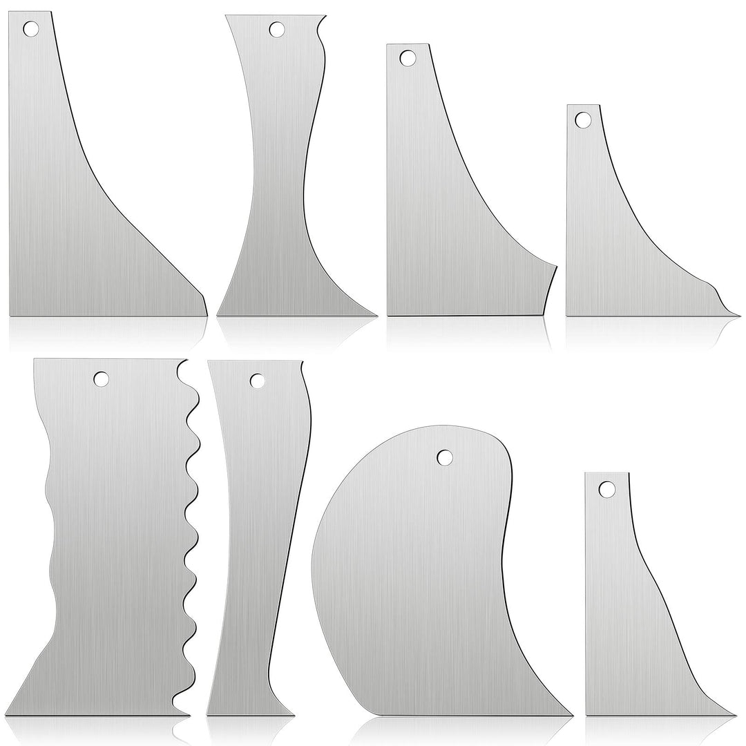8 Pcs Metal Pottery Tool Profile Rib Bundle Stainless Steel Clay Scraper Tool Handy Sculpting Ceramics Scoring Potteries Serrated Pottery Trimming Tools for Sculpture Crafts, 8 Designs