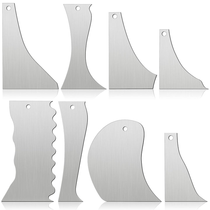 8 Pcs Metal Pottery Tool Profile Rib Bundle Stainless Steel Clay Scraper Tool Handy Sculpting Ceramics Scoring Potteries Serrated Pottery Trimming Tools for Sculpture Crafts, 8 Designs