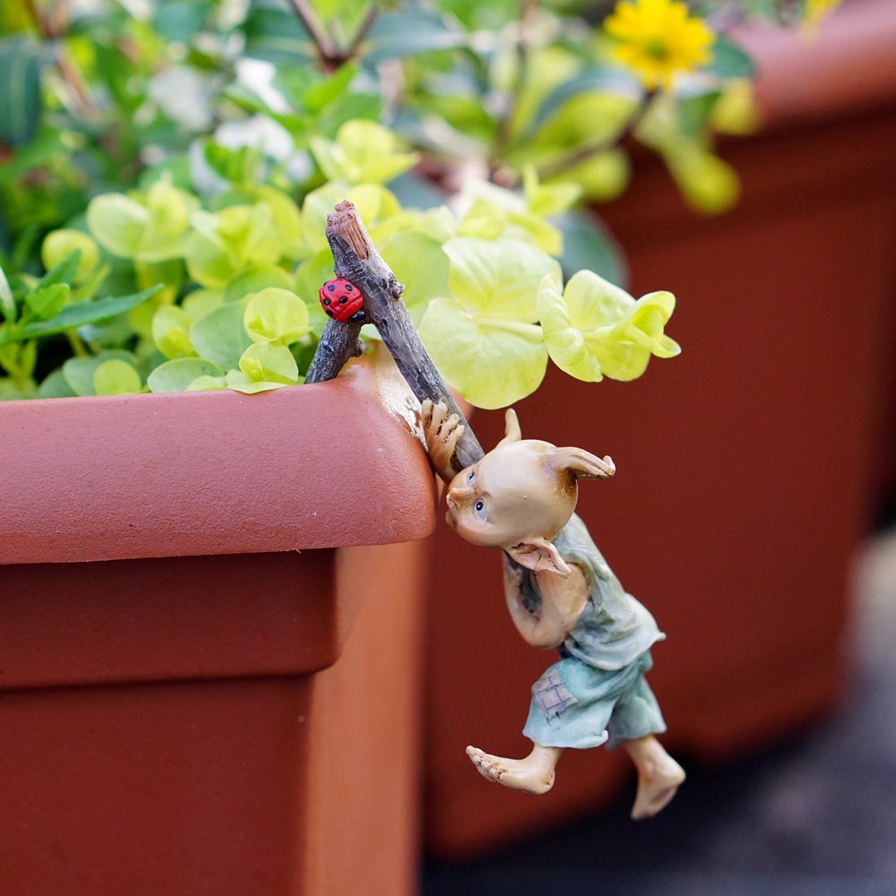 4383 Miniature Fairy & Terrarium Garden Pixie Flower Pot Hugger Statue, Small