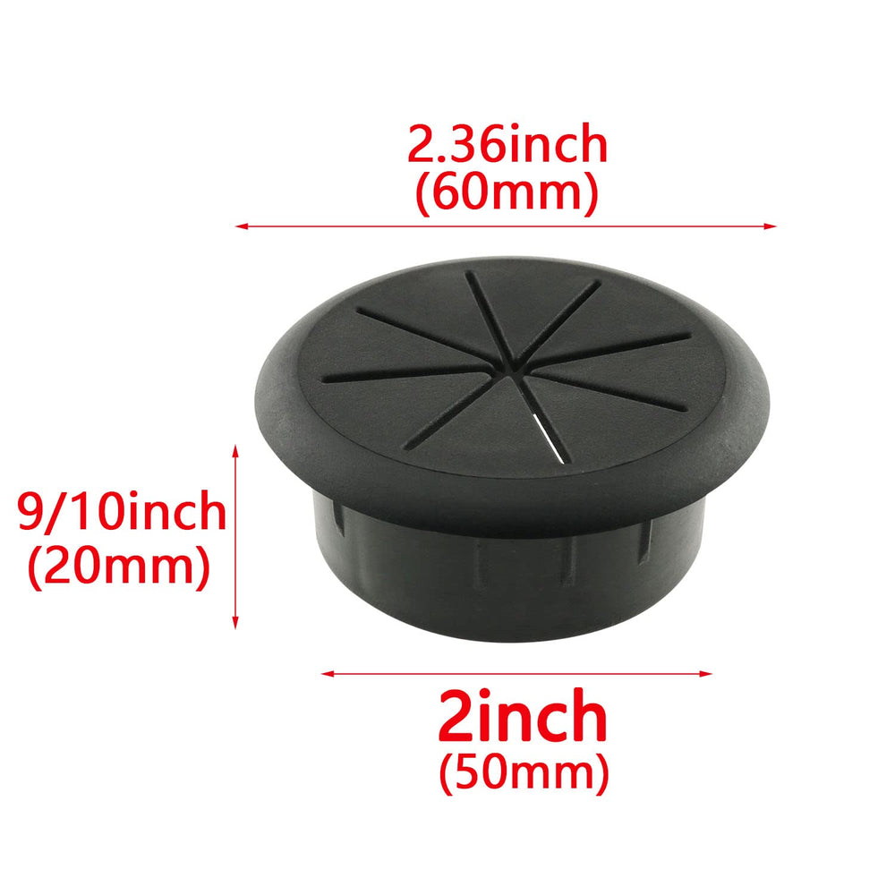6PCS 50mm Desk Cord Grommets Wire Cable Hole Cover Flexible Desk Grommet Wires and Cables Organizer for Office PC Desk Cable Cord Cover, Black