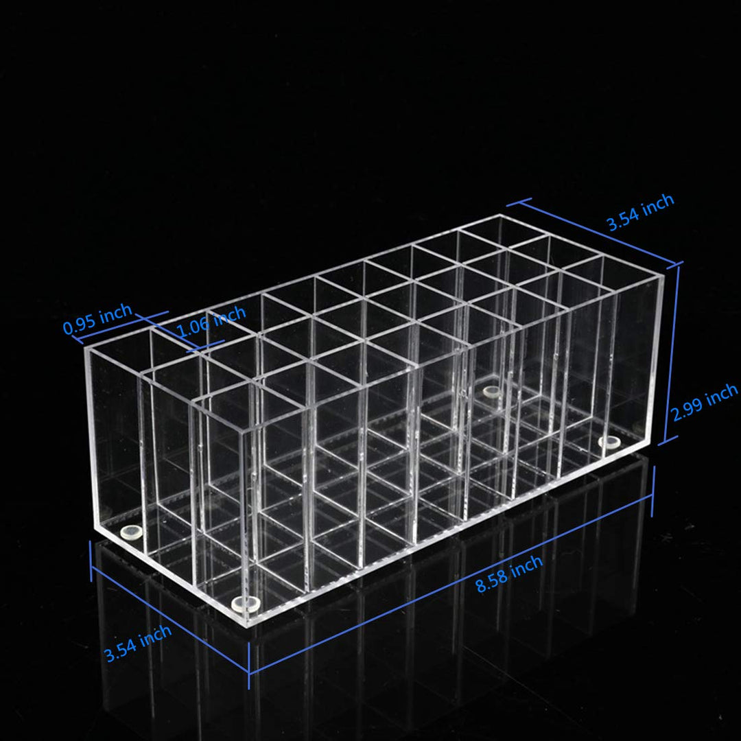 Acrylic Lip Gloss Holder Organizer, Lipstick Holder, 24 Slots Makeup Lip Gloss Lipstick Brushes Storage Display Case