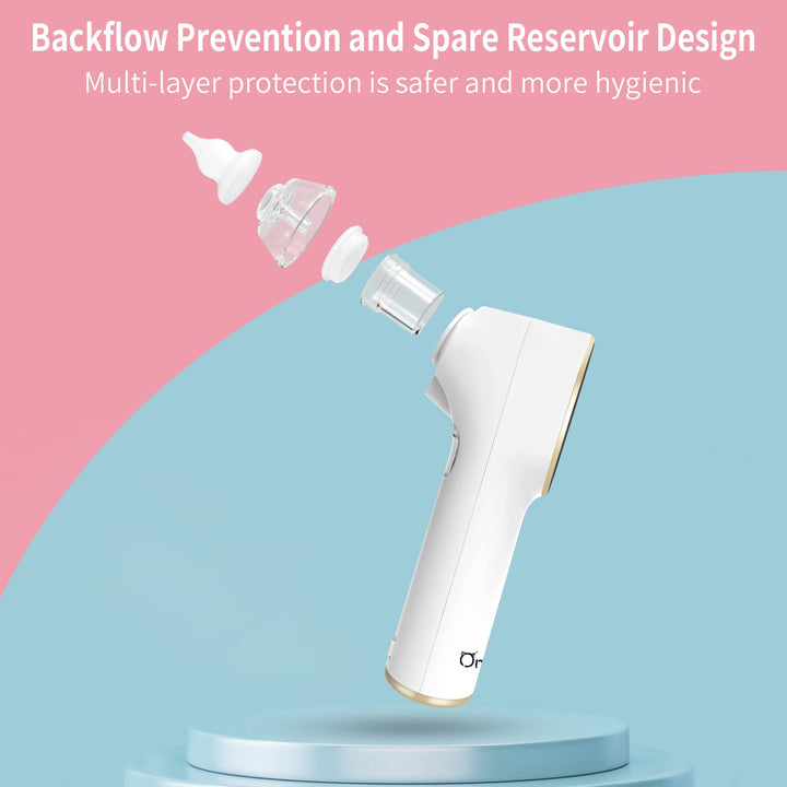 Nasal Aspirator for Baby, Electric Nose Sucker with Warm Light, Low Noise Nose Cleaner, USB Rechargeable, 3 Suction Levels, Contain 4 x Silicone Tips, 1 x Nasal Spray Boottle, 1 x Tweezers