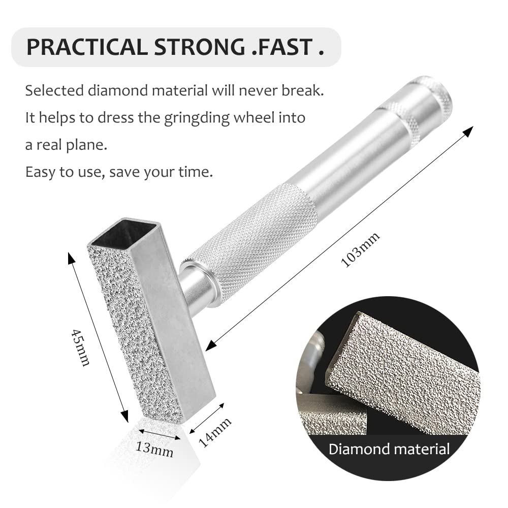2 Pcs Silver Diamond Grinding Wheel Dresser Stone Bench Grinder Dressing Tool for Grinding Deburring Wheels Truing Grinding Durable Quality with Smart Details Design Flat Diamond Coated Surface