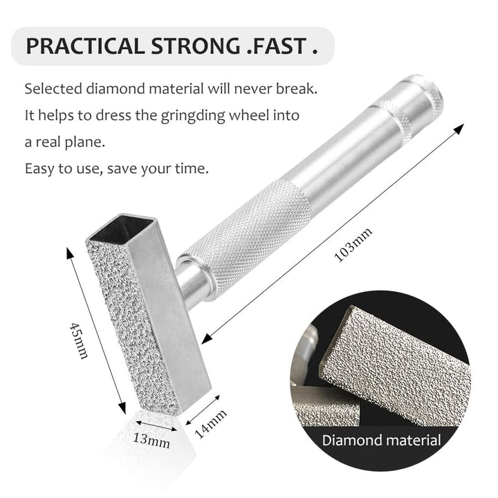 2 Pcs Silver Diamond Grinding Wheel Dresser Stone Bench Grinder Dressing Tool for Grinding Deburring Wheels Truing Grinding Durable Quality with Smart Details Design Flat Diamond Coated Surface