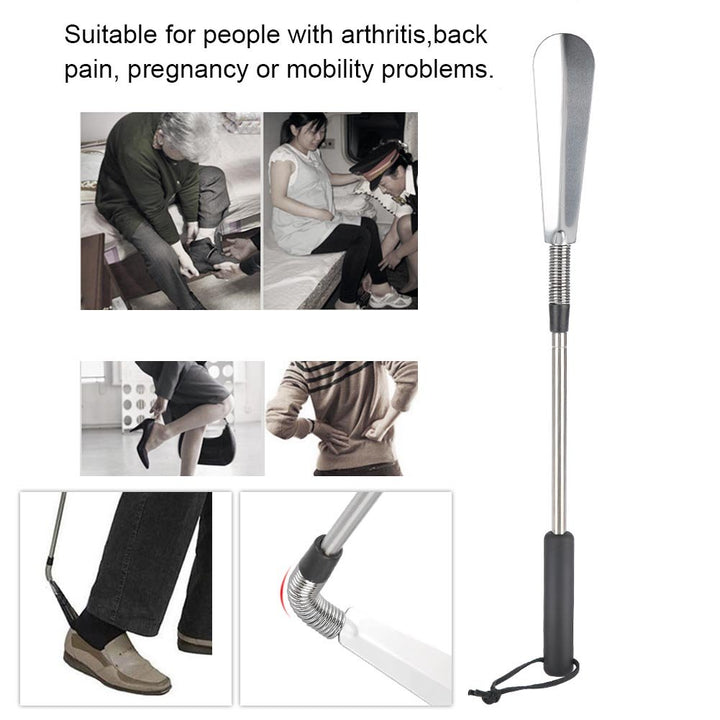 Portable Telescopic Extendable Shoe Horn Stainless Steel Collapsible Handled Shoe Accessories