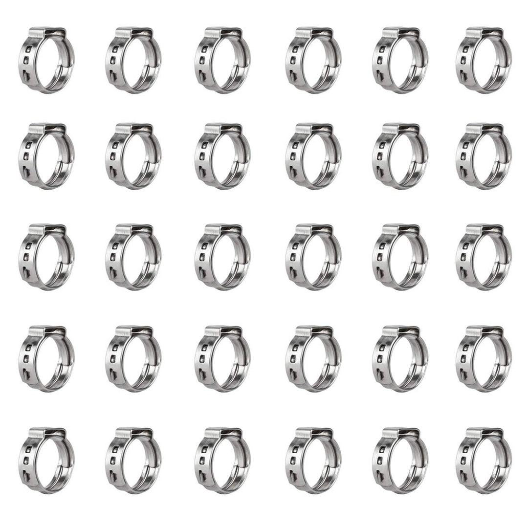 40Pcs 8.8mm-10.5mm Single Ear Hose Clamps 304 Stainless Steel PEX Cinch Clamps Stepless Cinch Crimp Rings Pinch Clamps for Pipe Fitting Connections