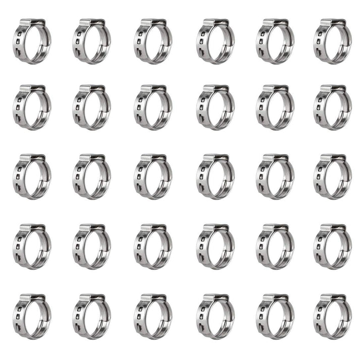 40Pcs 8.8mm-10.5mm Single Ear Hose Clamps 304 Stainless Steel PEX Cinch Clamps Stepless Cinch Crimp Rings Pinch Clamps for Pipe Fitting Connections