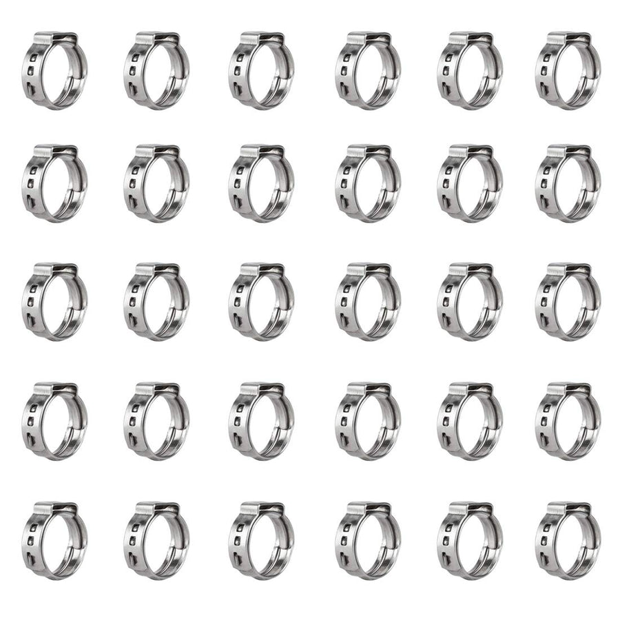 40Pcs 8.8mm-10.5mm Single Ear Hose Clamps 304 Stainless Steel PEX Cinch Clamps Stepless Cinch Crimp Rings Pinch Clamps for Pipe Fitting Connections