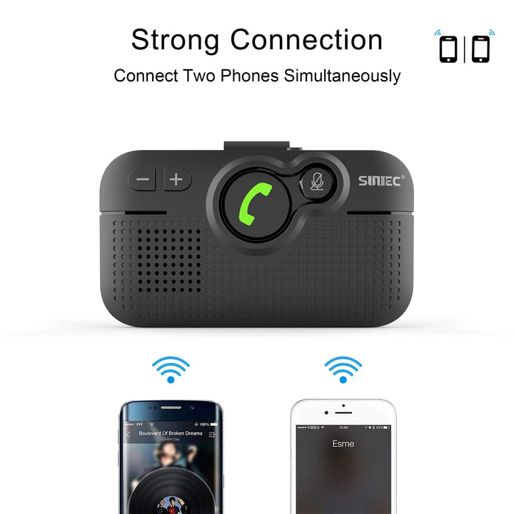 Bluetooth Car Speaker for Cell Phone, Handsfree Bluetooth Car Kit Motion AUTO ON Off Support Siri Voice Assistant Handsfree Speakerphone with Visor Clip - BC980P