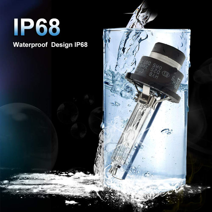 HYB D2S HID Bulbs, 8000K 20000LM Diamond White Xenon Replacement D2S HID Headlight Bulb, Low Beam 66240 85122UB 66040 Car Headlamps, IP68 Waterproof Design (Pack of 2)