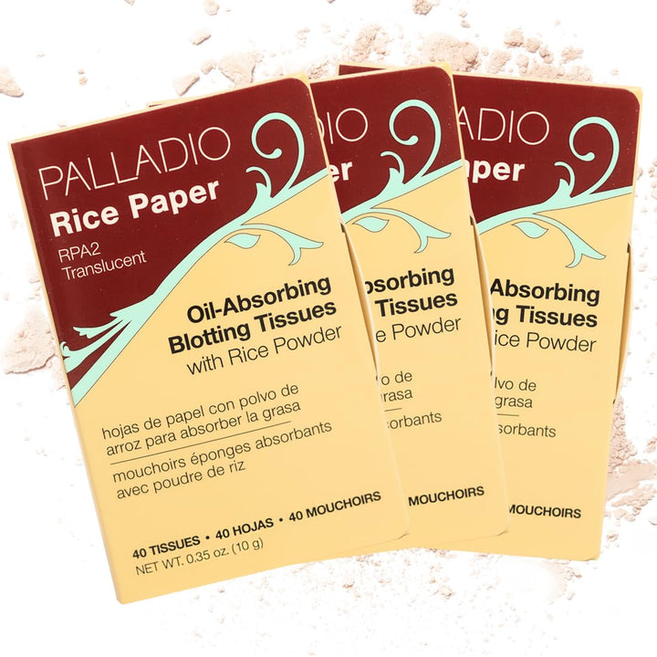 Facial Tissues for Oily Skin, Face Blotting Sheets Made from Natural Rice, Oil Absorbing Rice Paper with Rice Powder, 2 Sided, Instant Results, Translucent, 40 Count, Pack of 3