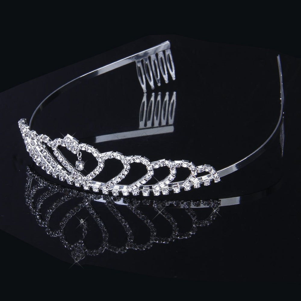 Princess Crown Headband Rhinestones Hair Clip Tiara Wedding Bride Pin